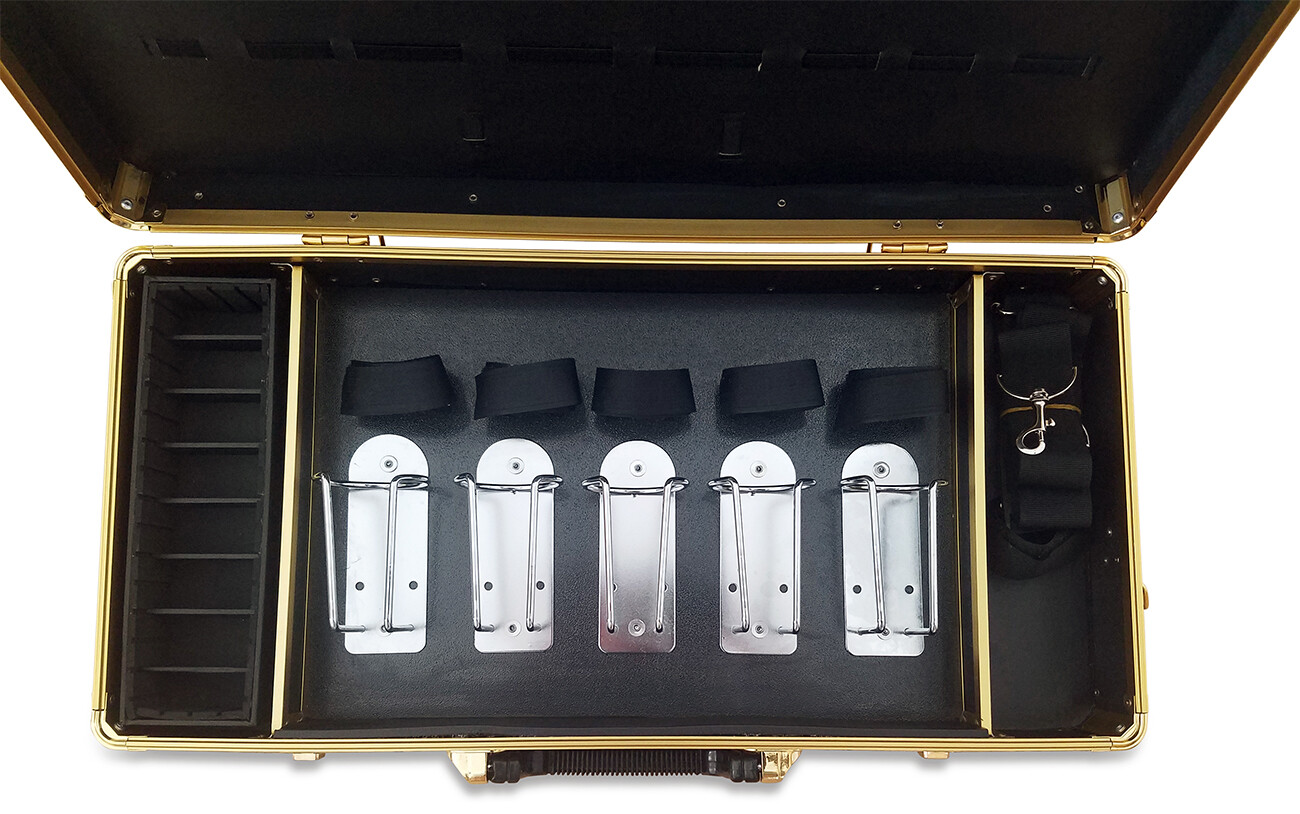 Common Wealth Gold Barber Lock Case Organizer Clippers Trimmers Tools Holder