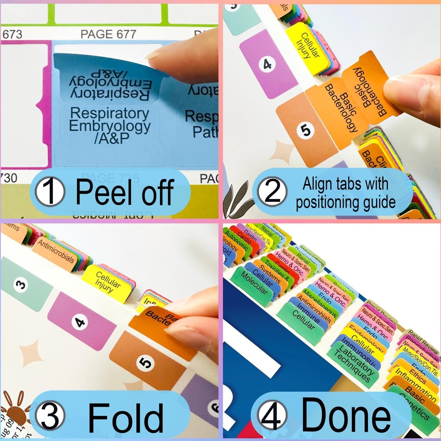 First Aid 2026 USMLE Step 1 - 72 Durable Tabs with Page Numbers & Alignment Card