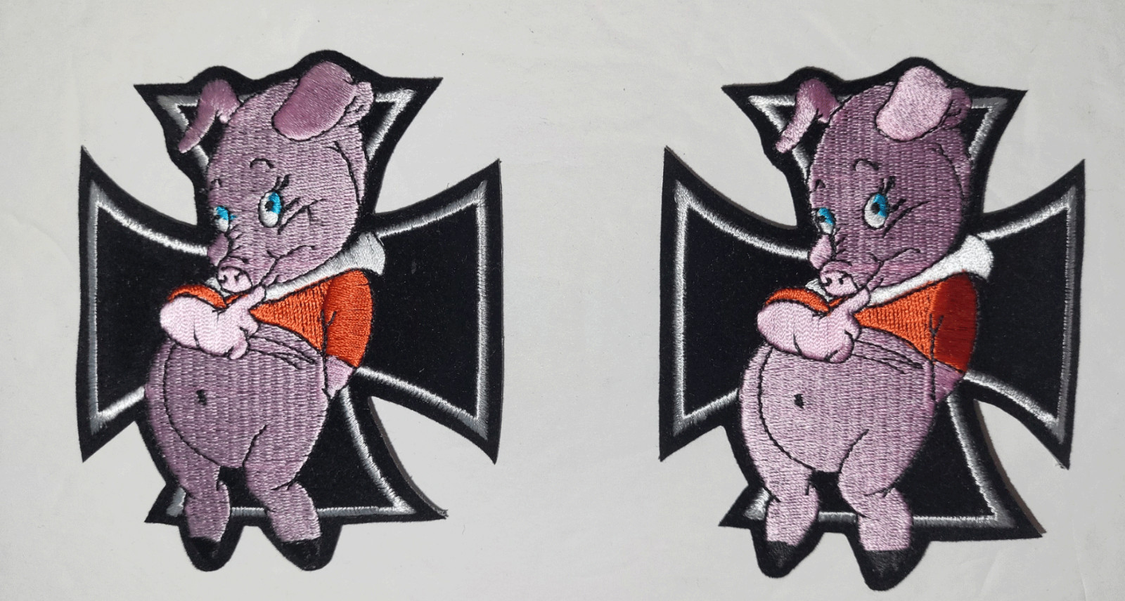 IRON CROSS MALTESE CROSS & HOG BIKER  MOTORCYCLE PATCH 2x