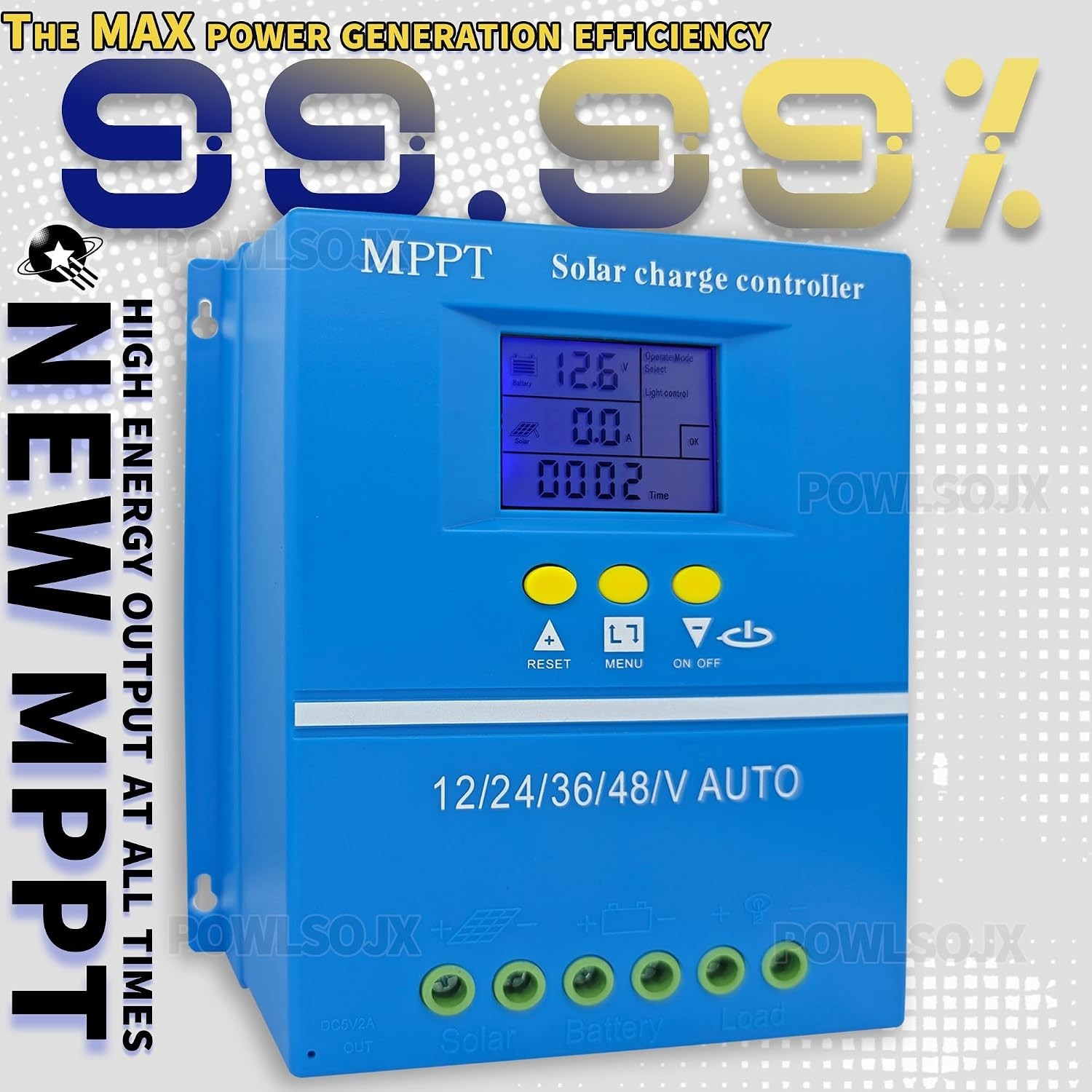 High-Efficiency MPPT Solar Charge Controller 60A/80A, LCD Display, 12V-48V