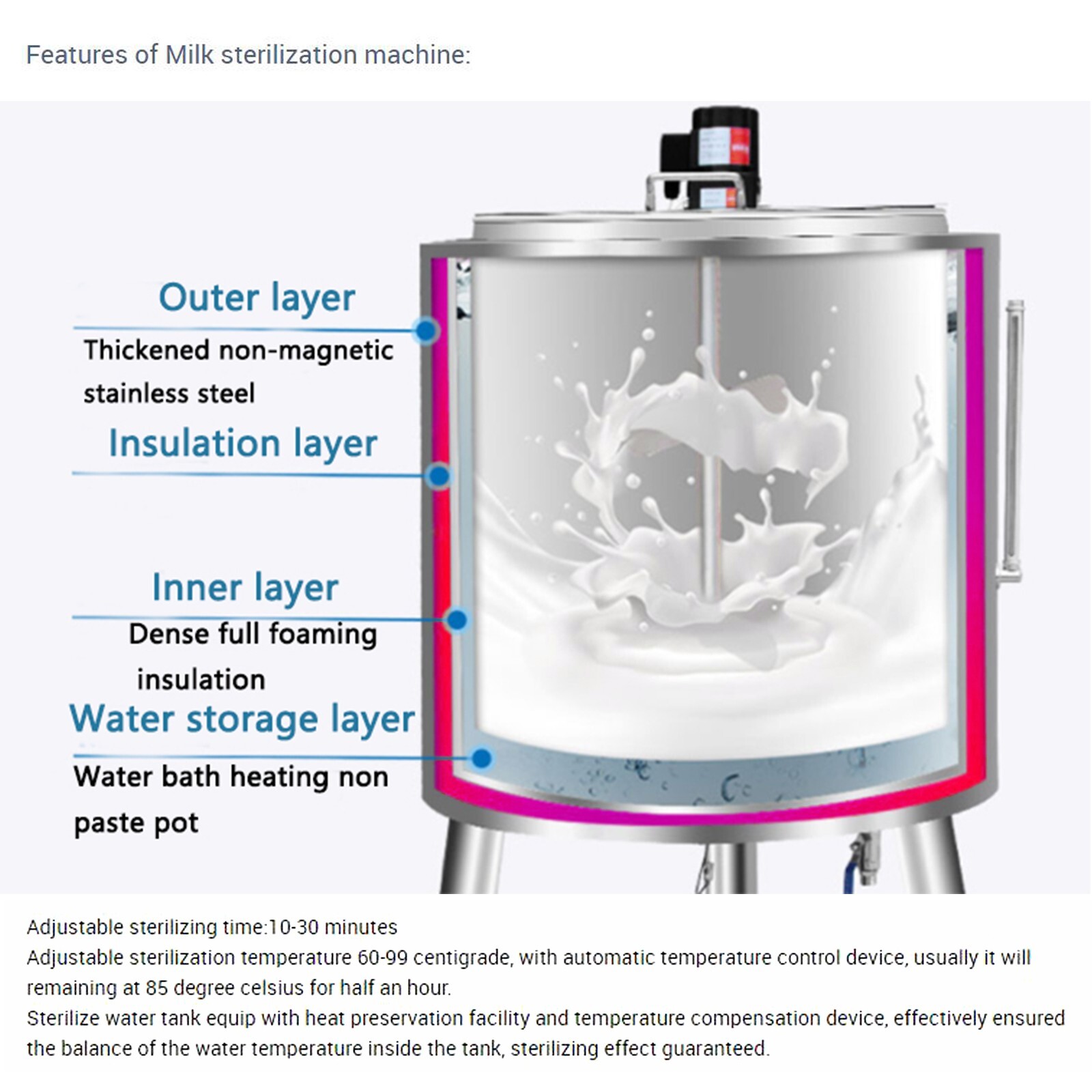 Kolice Commercial 100L Pasteurization Machine with Cooling Function for Liquid