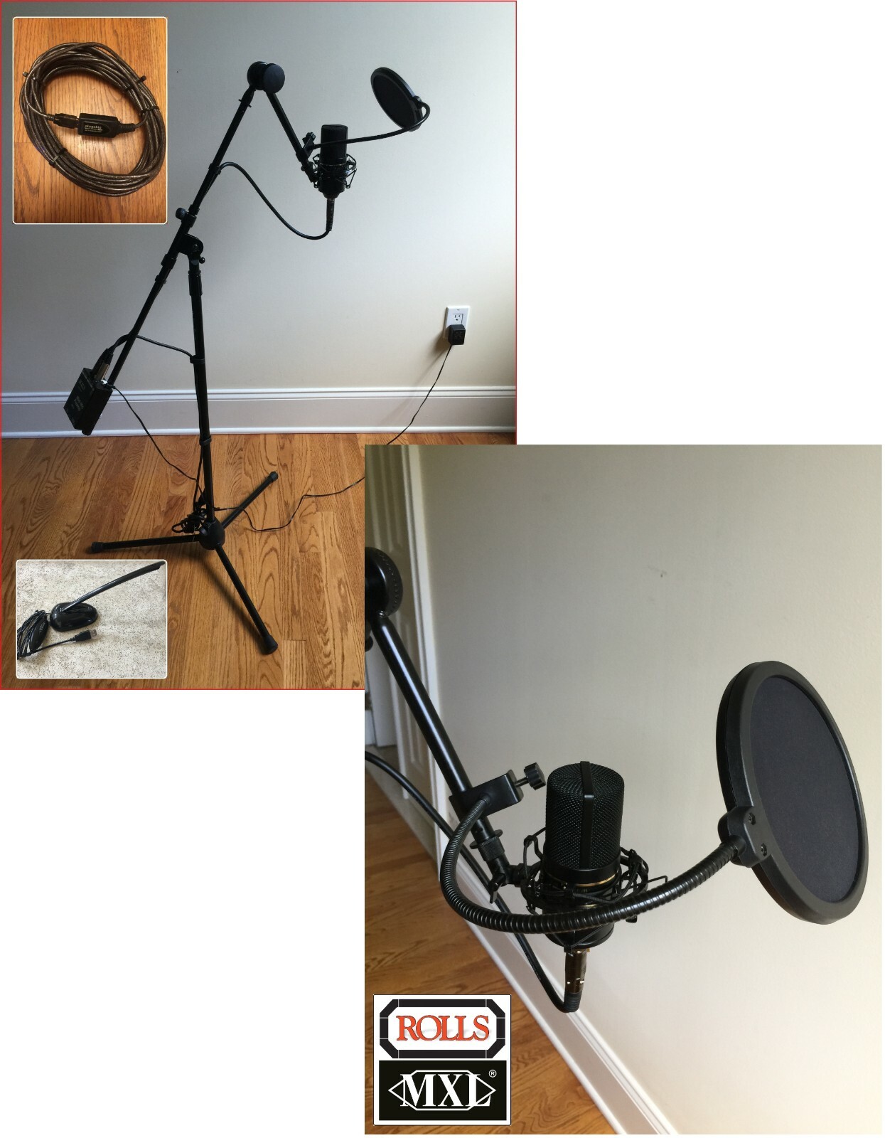 Pro Microphone MXL770, Variable Gain Preamp, USB interface, stand, extras