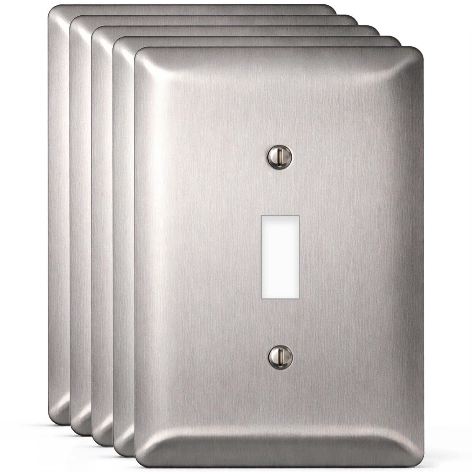 Airmont Products Stainless Steel Metal, 1-Gang White Maxi-Size Wall Plate...