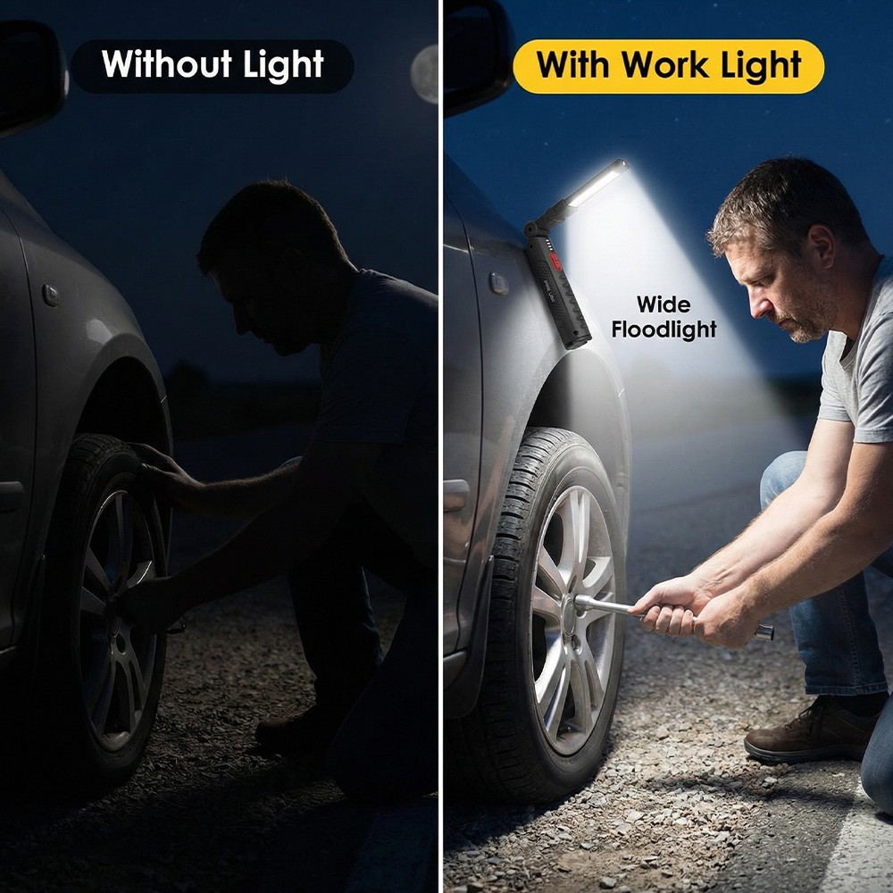 Mini COB LED Work Light 1200mAh Magnetic Rechargeable Mechanic Torch Flashlight
