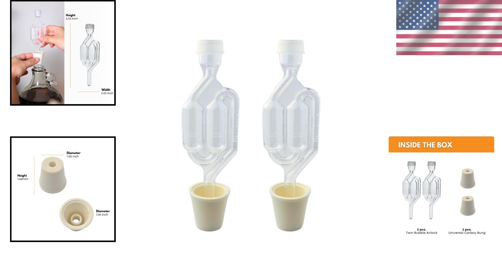 2-Pack Bubble Airlocks for Homebrewing - Safe & Reliable Fermentation Solution