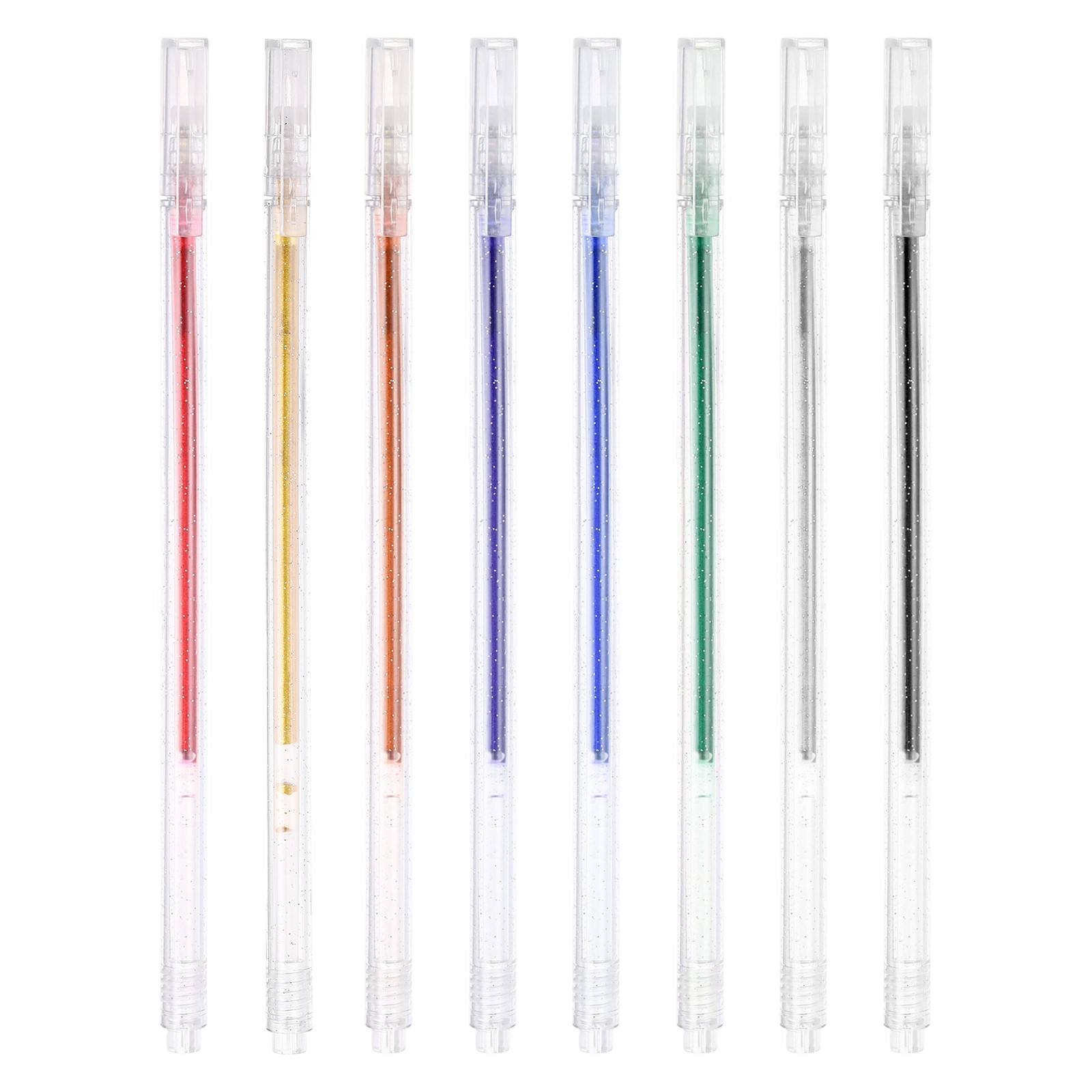 1 mm Glitter Gel Pens, 8 Pcs Fine Point Colored Gel Pens, 8 Colors-2