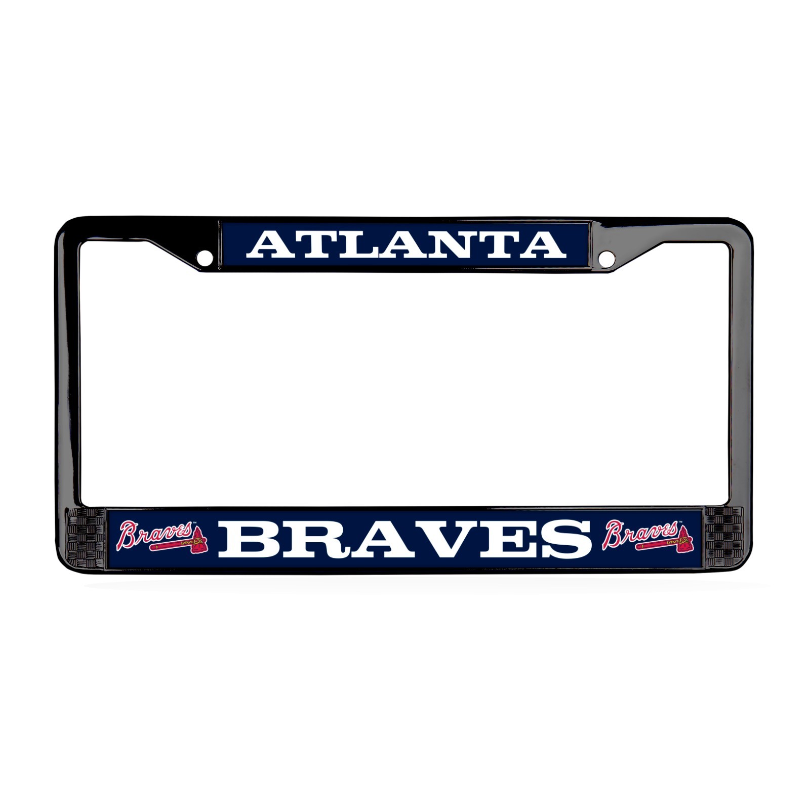 Atlanta Braves MLB 3D Polyurethane 2-Hole Black Metal License Plate Frame