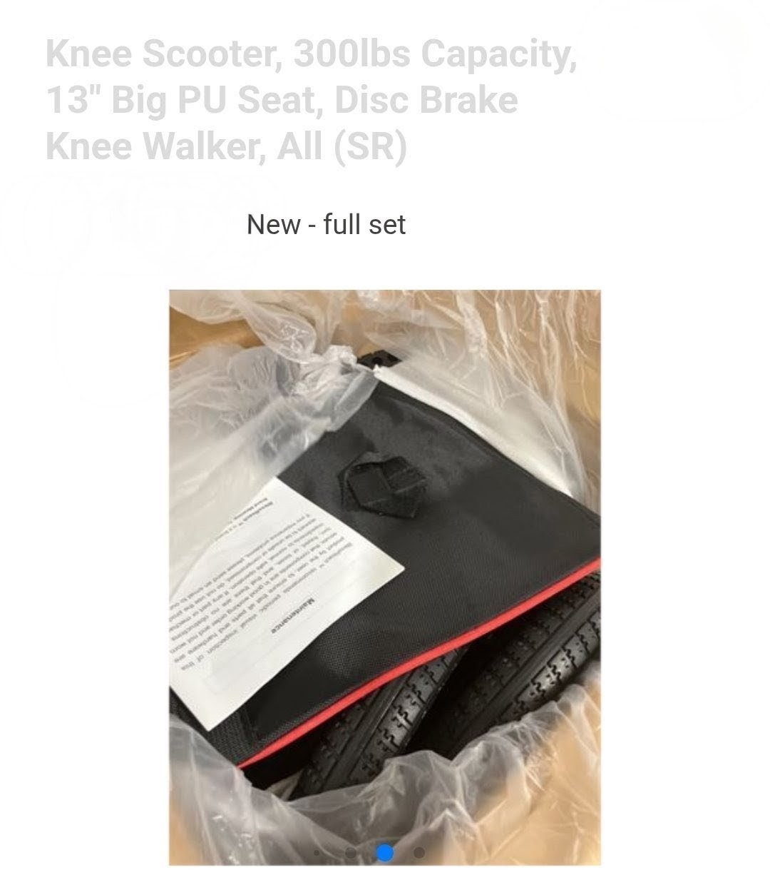 Knee Scooter 300lbs Capacity 13" Big PU Seat, Black