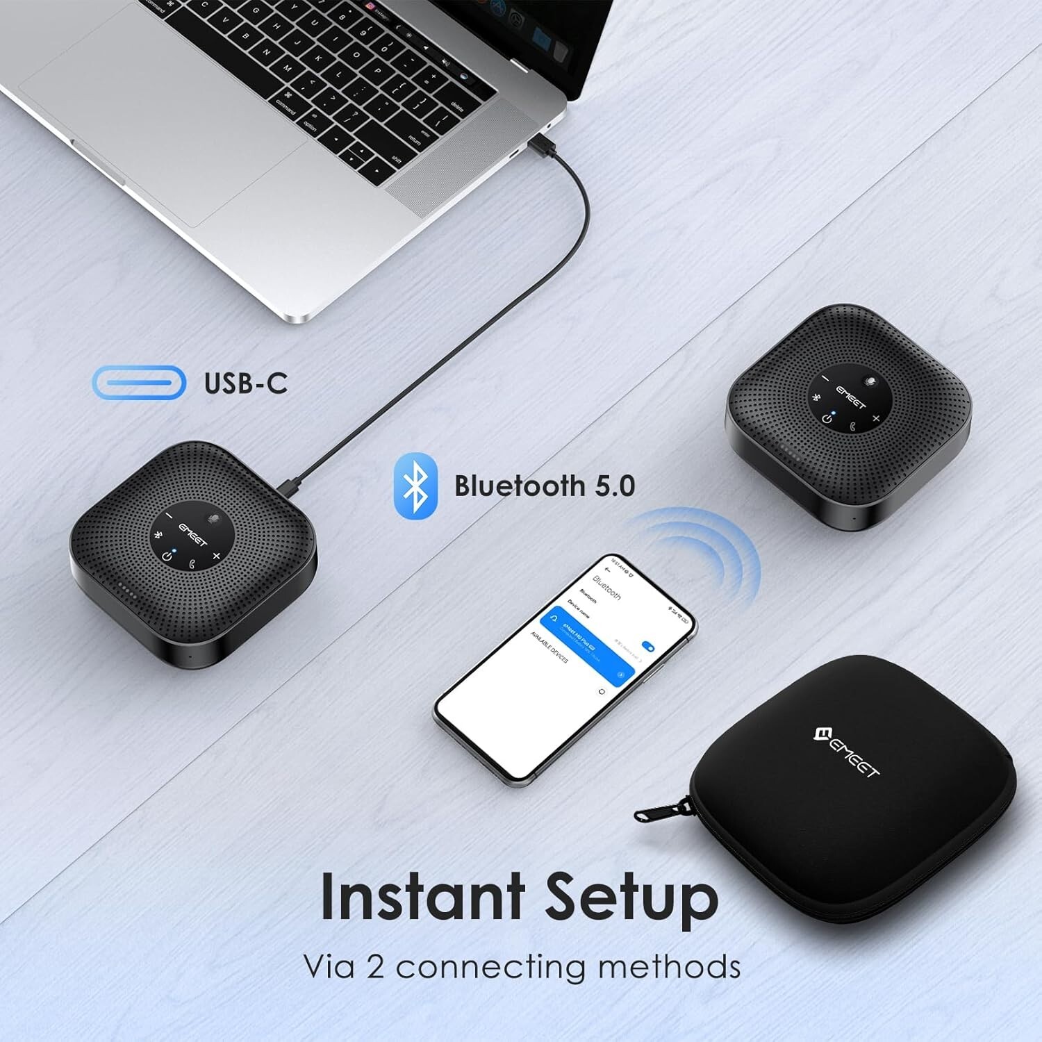 Expandable Conference Speakerphone with Daisy Chain Feature for 16 Attendees
