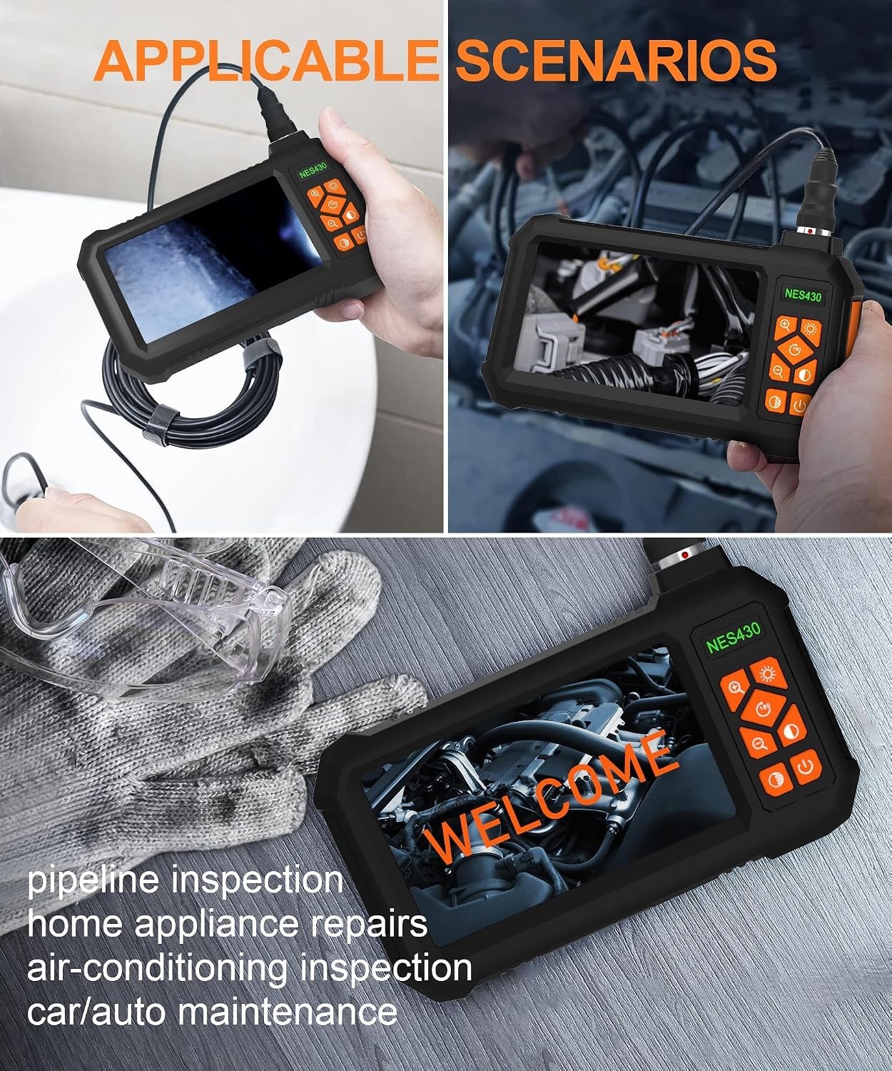 Industrial Endoscope Borescope Camera with Light, Borescope Inspection Camera...