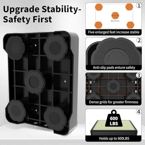 Adjustable Noctilucent Step Stool - 600 LBS Capacity, Non-Slip Safety Platform f