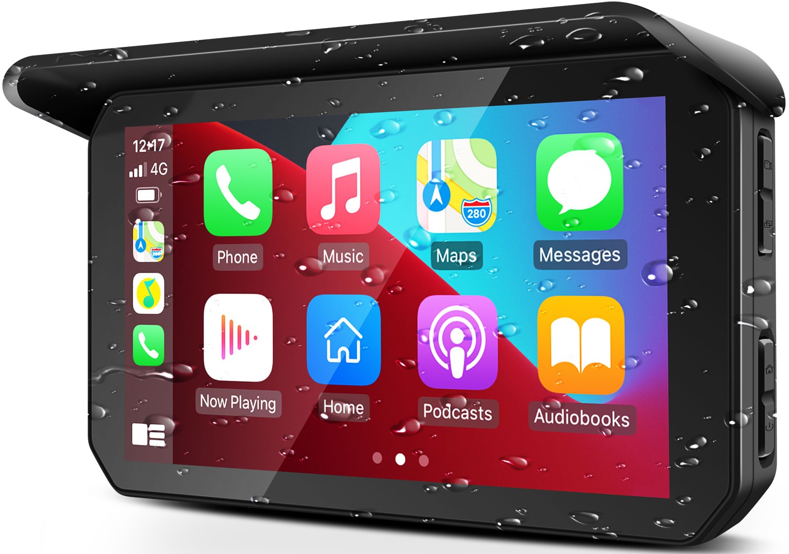 5" Motorcycle Wireless CarPlay Android Auto GPS Navigation Waterproof Screen BT
