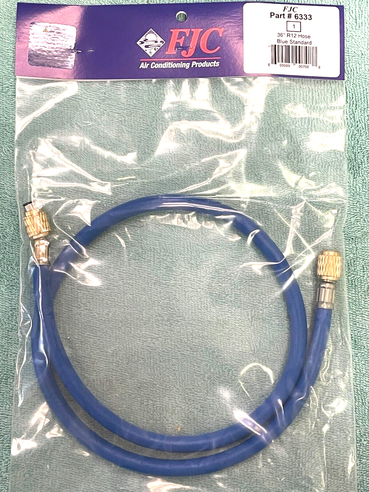 FJC Products, Refrigeration, Air Conditioning Hose, 36" Blue, 1/4" x 1/4", 6333
