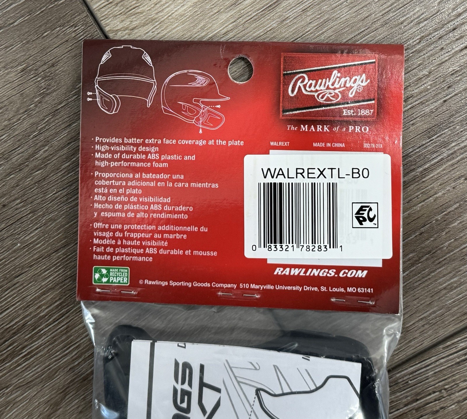 Rawlings EXT LEFT Hand Batter's Helmet Extension New In Package
