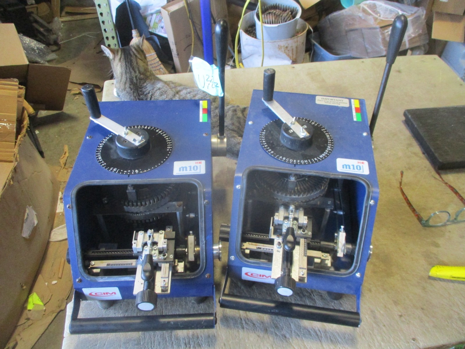2 Used? NOS? CIM M10 HE Manual Embosser, Stripped Plastic Gears-UFIX