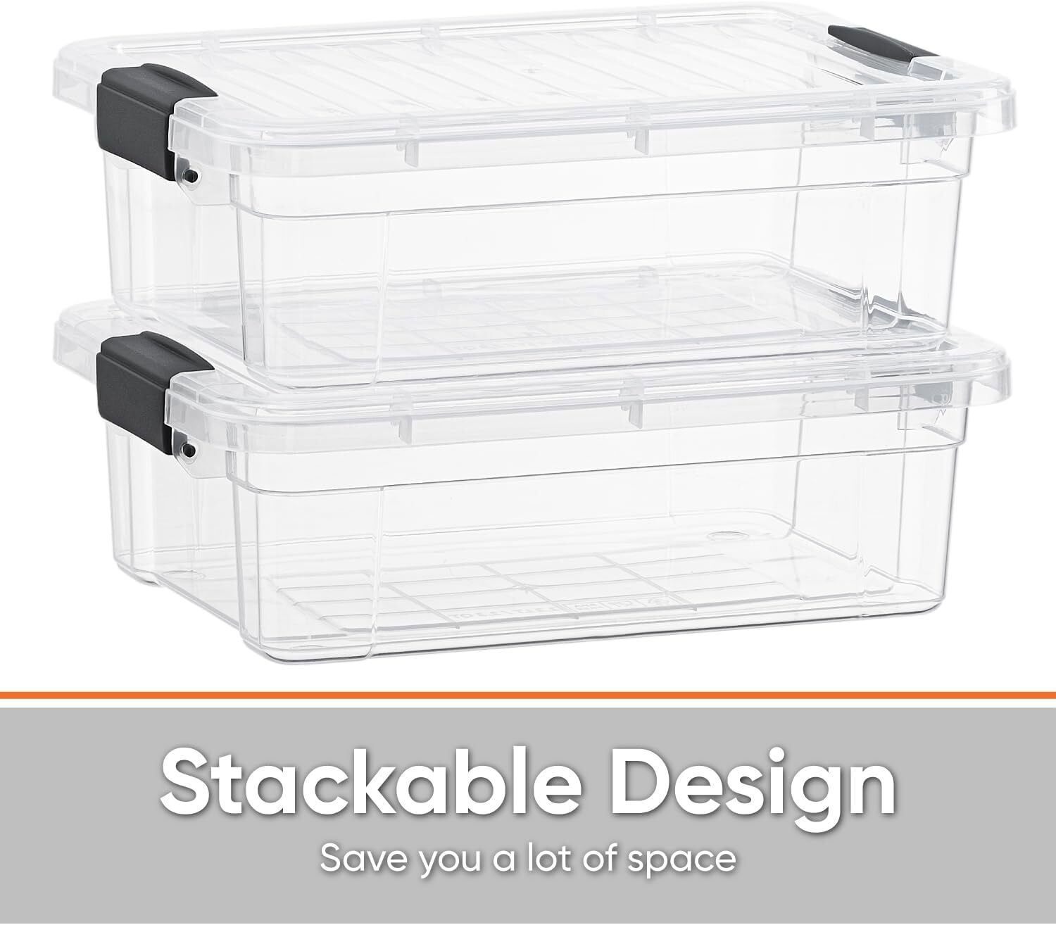 Superio Clear Storage Bins with Lids, 2 Pack- Plastic Storage Boxes - 1.25 Quart