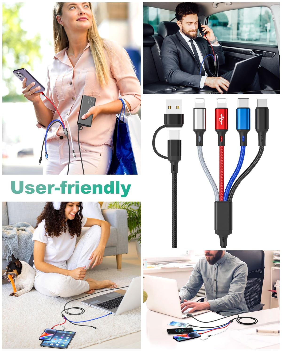 Multi Charging Cable (3Pack 6FT) 4 in 1 Charging Cables for Multiple Devices,...