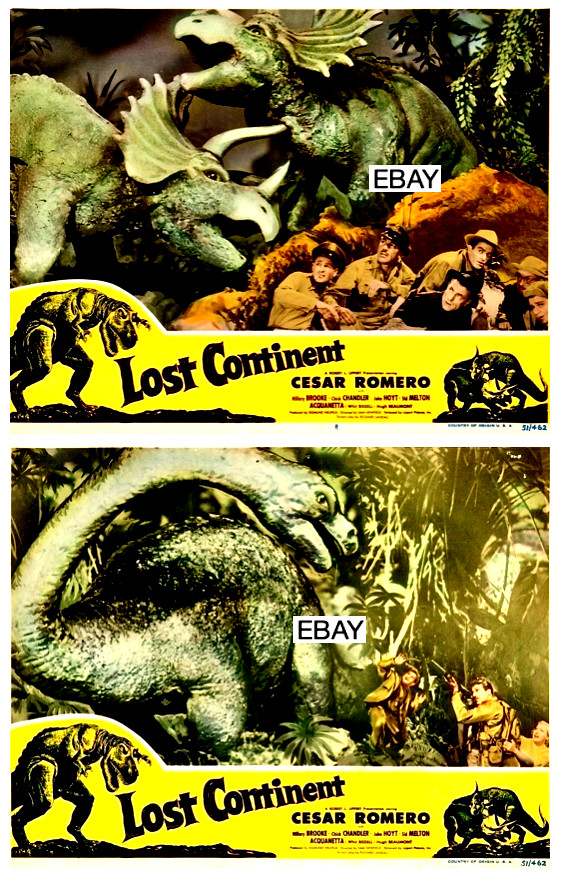 SALE: THE LOST CONTINENT 1951 DINOSAURS MOVIE PHOTO LOBBY CARDS LOT (5) C ROMERO