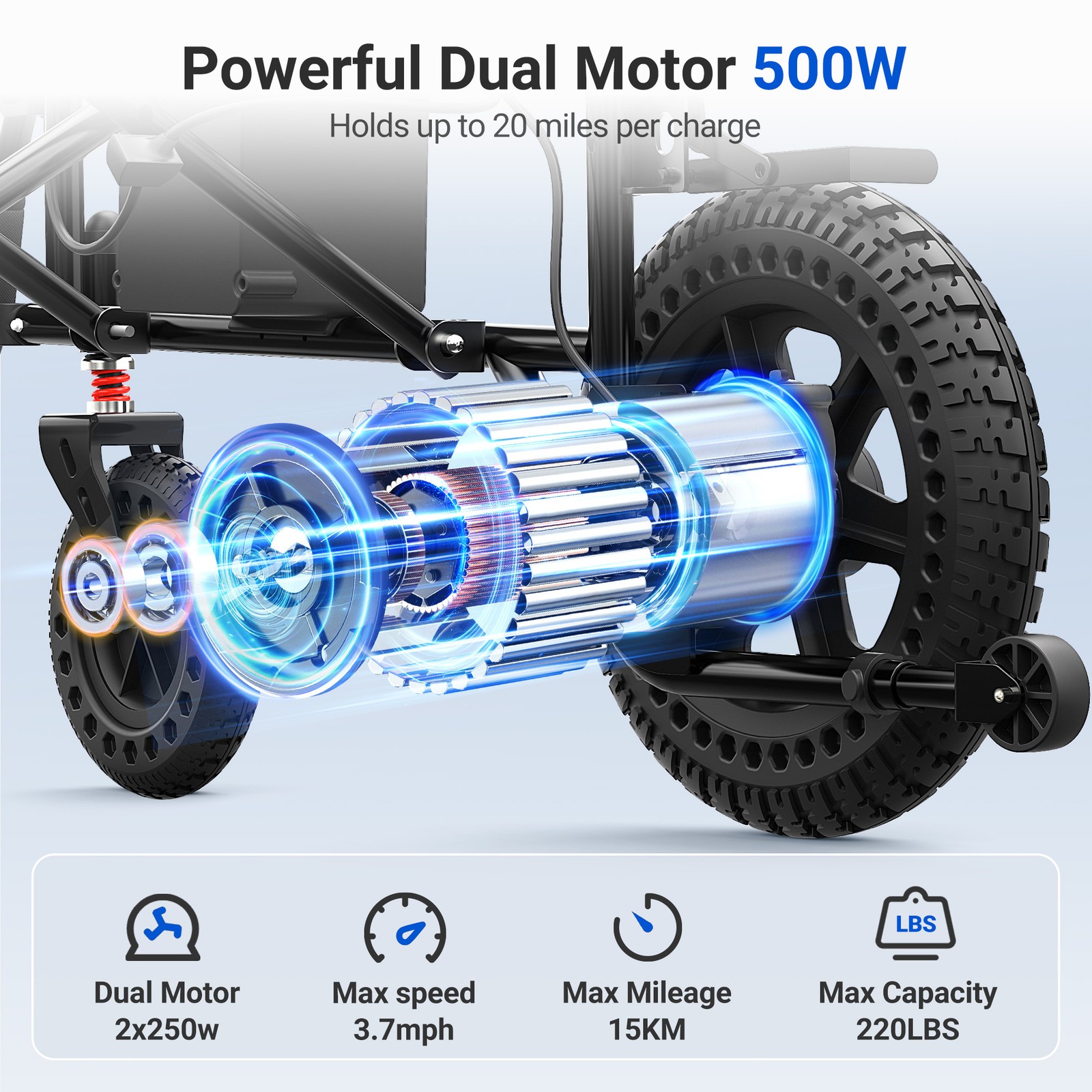 Foldable Intelligent Electric Power Mobility Wheelchair Power All Terrain