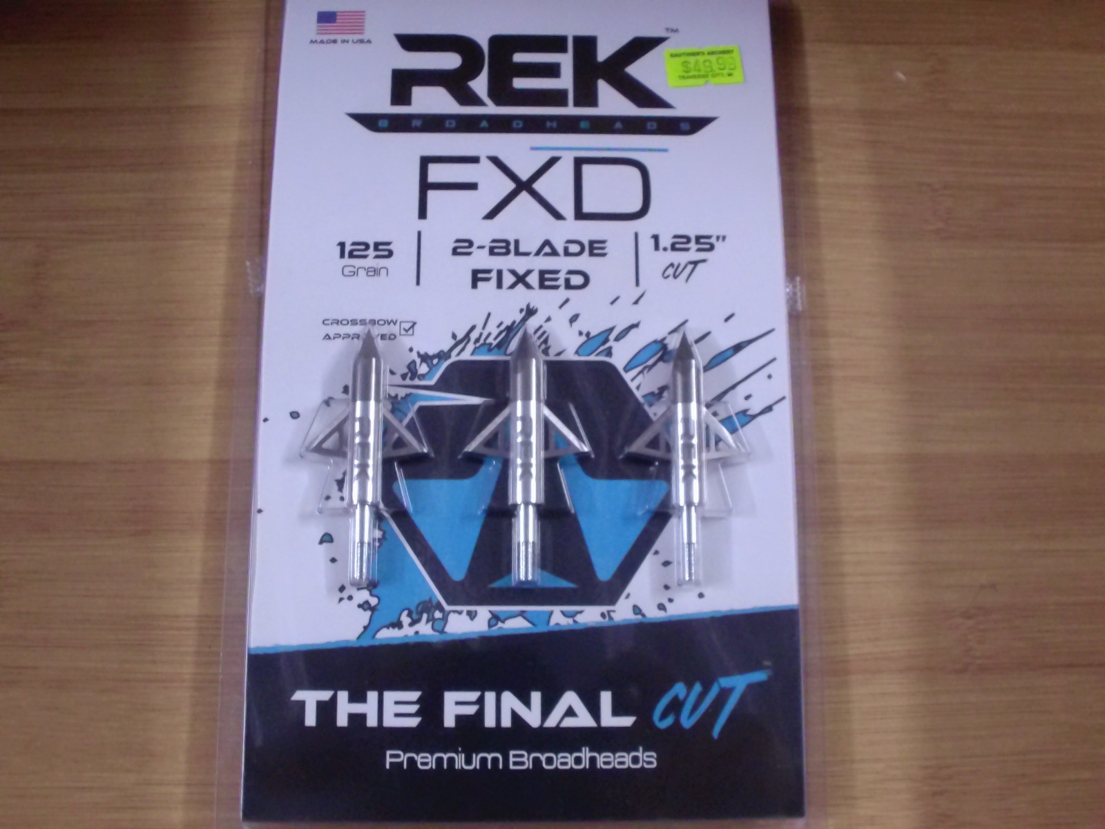 REK FXD Broadhead 125 Grain 3 Pack 2 BLADE 1.25 CUT