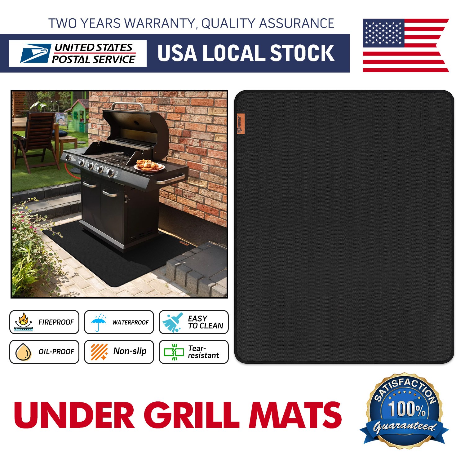 Fireproof Under Grill Mats 60"x48" for Outdoor Easy to Clean Reusable for Deck