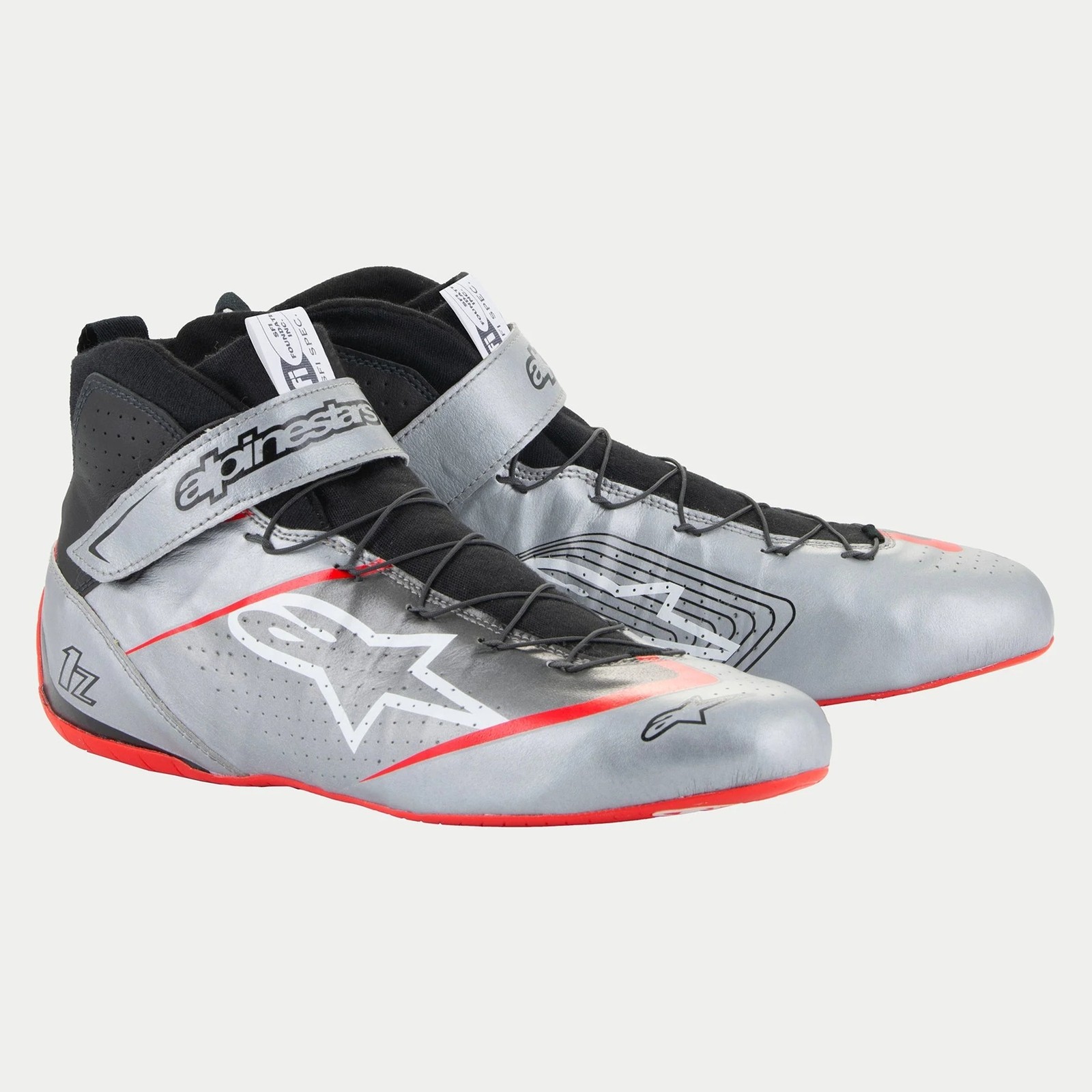Shoe Tech-1Z V3 Silver / Red Size 10 ALPINESTARS USA 2715524-1258-10