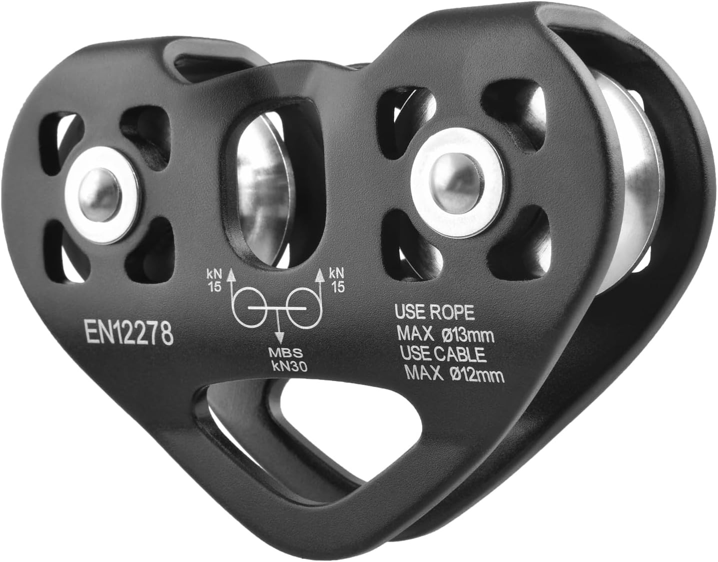 30kN Zipline Pulley 6700LBS Zip Line Tandem Dual Trolley Kit for Cable & Rope