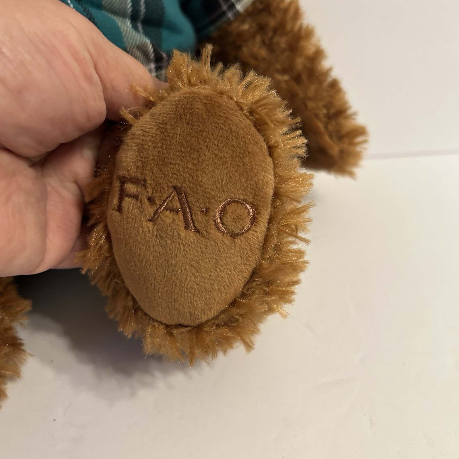 FAO Schwarz Plush Teddy Bear Plaid Outfit