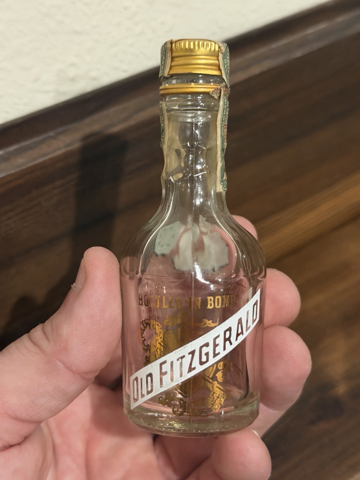 Old Fitzgerald Gold Leaf Bourbon Whiskey 1/10 Pint Vintage Miniature Bottle