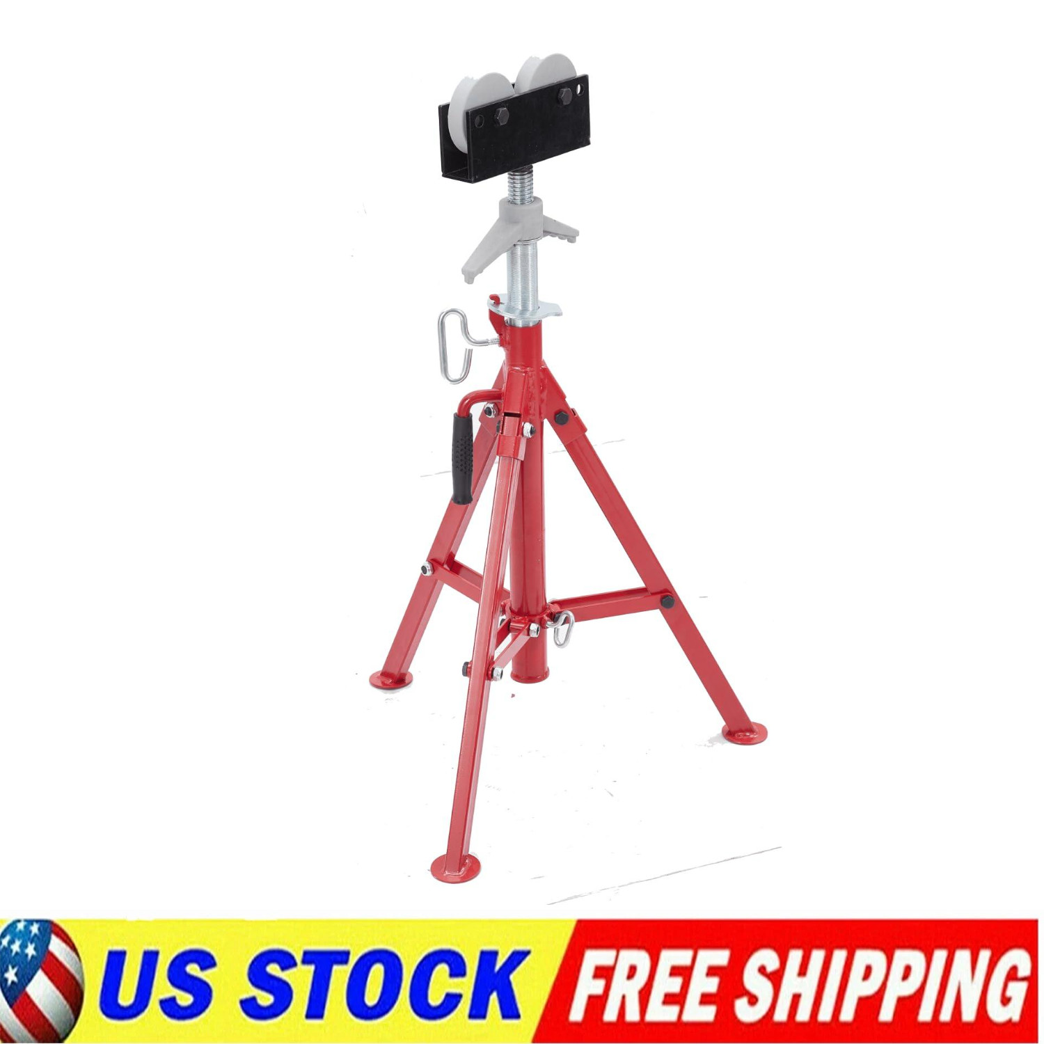 ⭐Adjustable 28"-52" Portable Pipe Stand 2500Lb Folding Jack Stands w/ Roller Hea