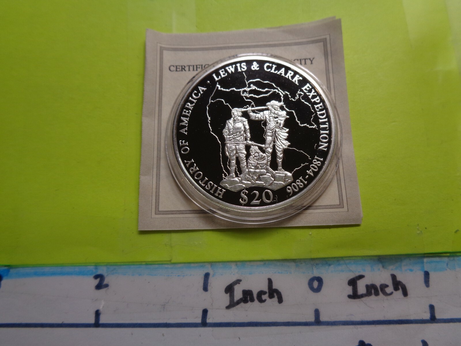 LEWIS & CLARK EXPEDITION 1804-1806 TRAVEL $20 LIBERIA 925 SILVER COIN COA M-5