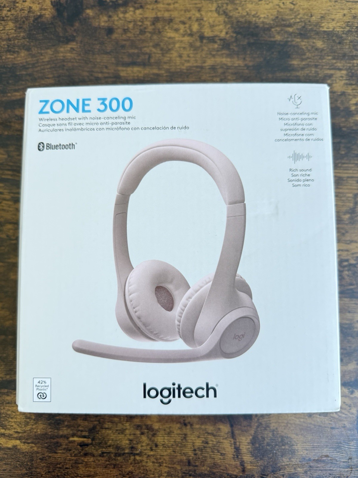 Logitech Zone 300 Bluetooth Headset Noise Canceling Mic Wireless Rose New OB