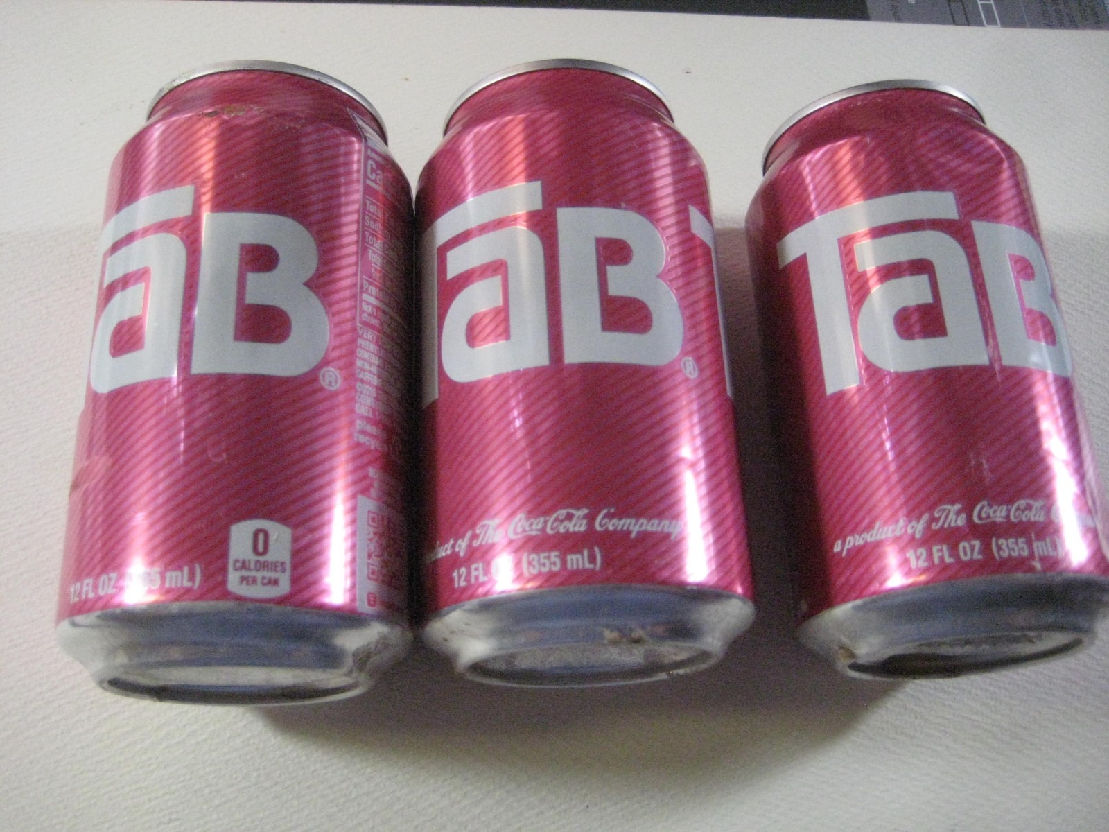 Tab soda can lot 7A of 3 EMPTY 2021 cans drained discontinued rare collectable