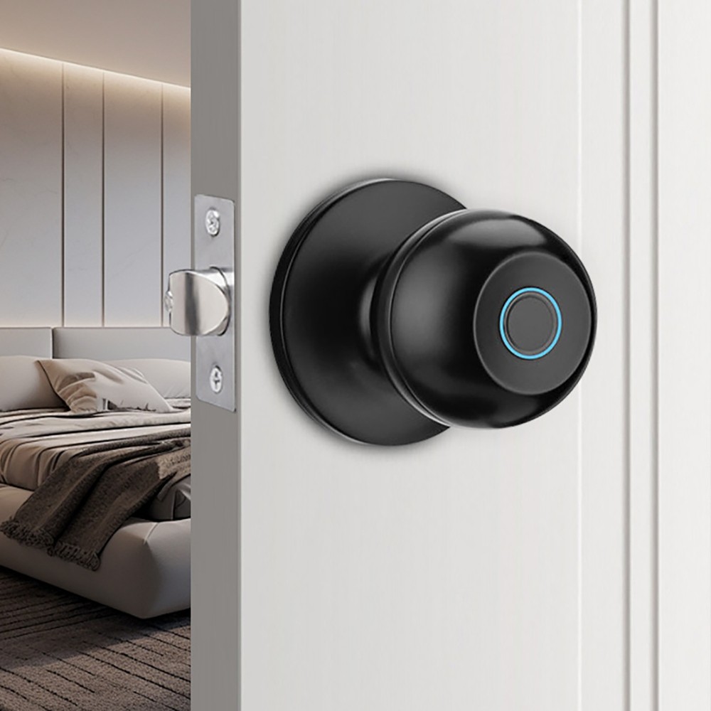 Fingerprint Door Lock Electronic Digital App Control Keyless/Key Entry Black