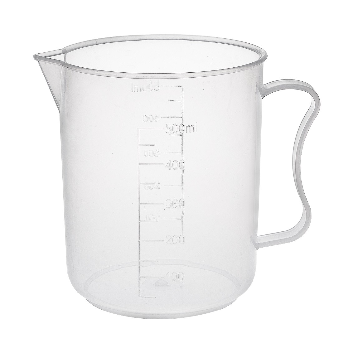 1pcs Laboratory Clear 500mL PP Plastic Graduated Measuring Cup Handled Beaker
