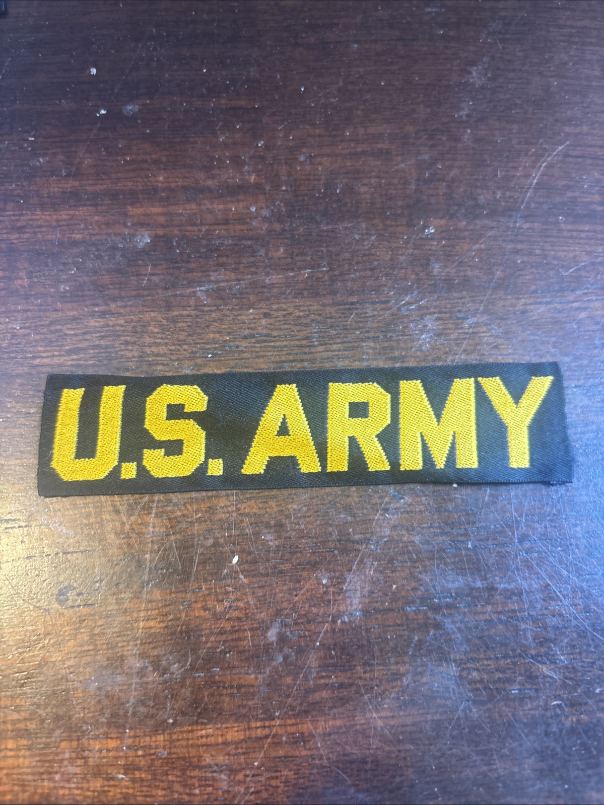 US MILITARY INSIGNIA VERY OLD CLOTH NAME TAPE US ARMY GOLD ON BLACK KOREA VIETNA
