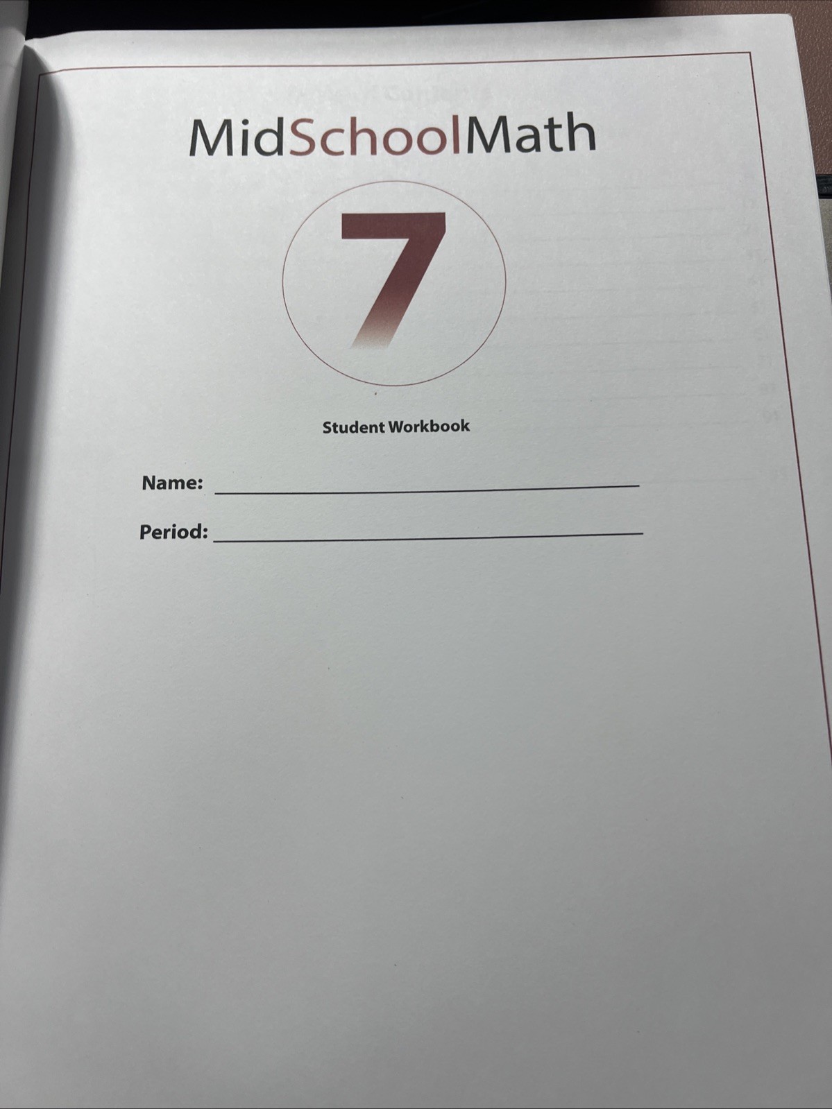 Core Curriculum By Mid school Math 7 , Student Workbook