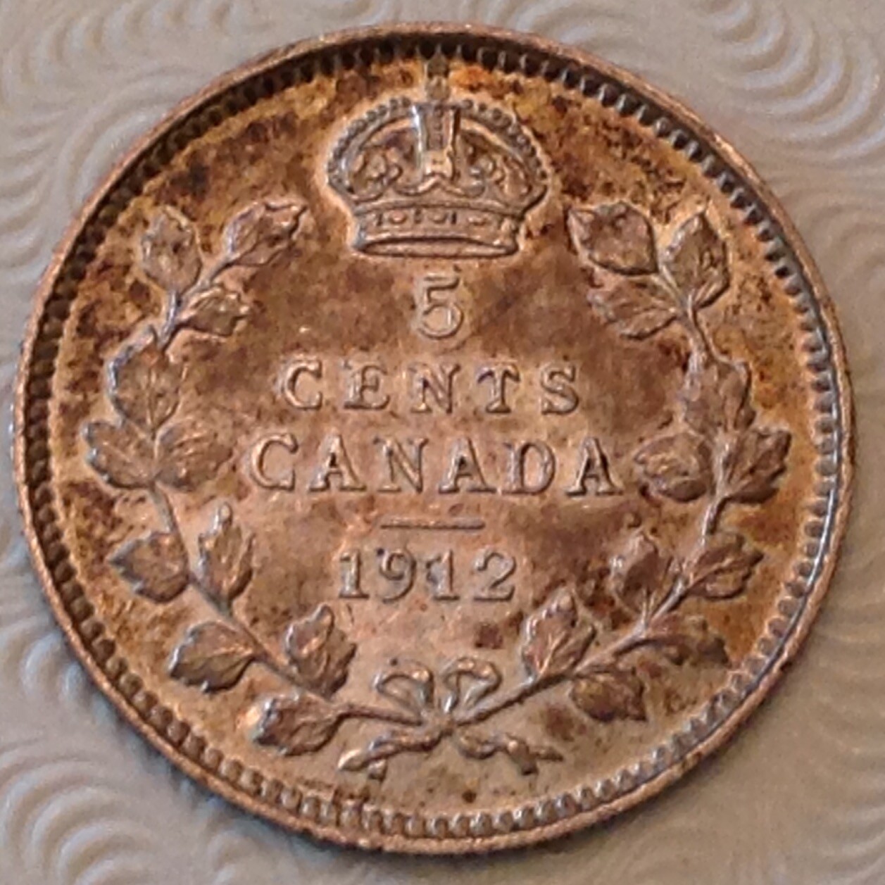 ~ 1912  Canada George V Five 5 Cents