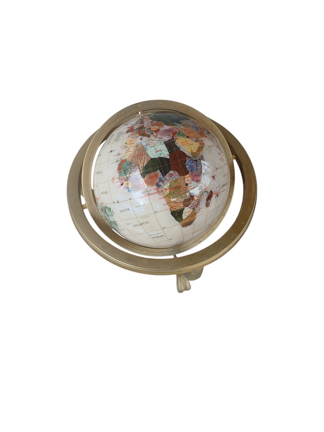 World Globe Semi Precious Gemstone 14"