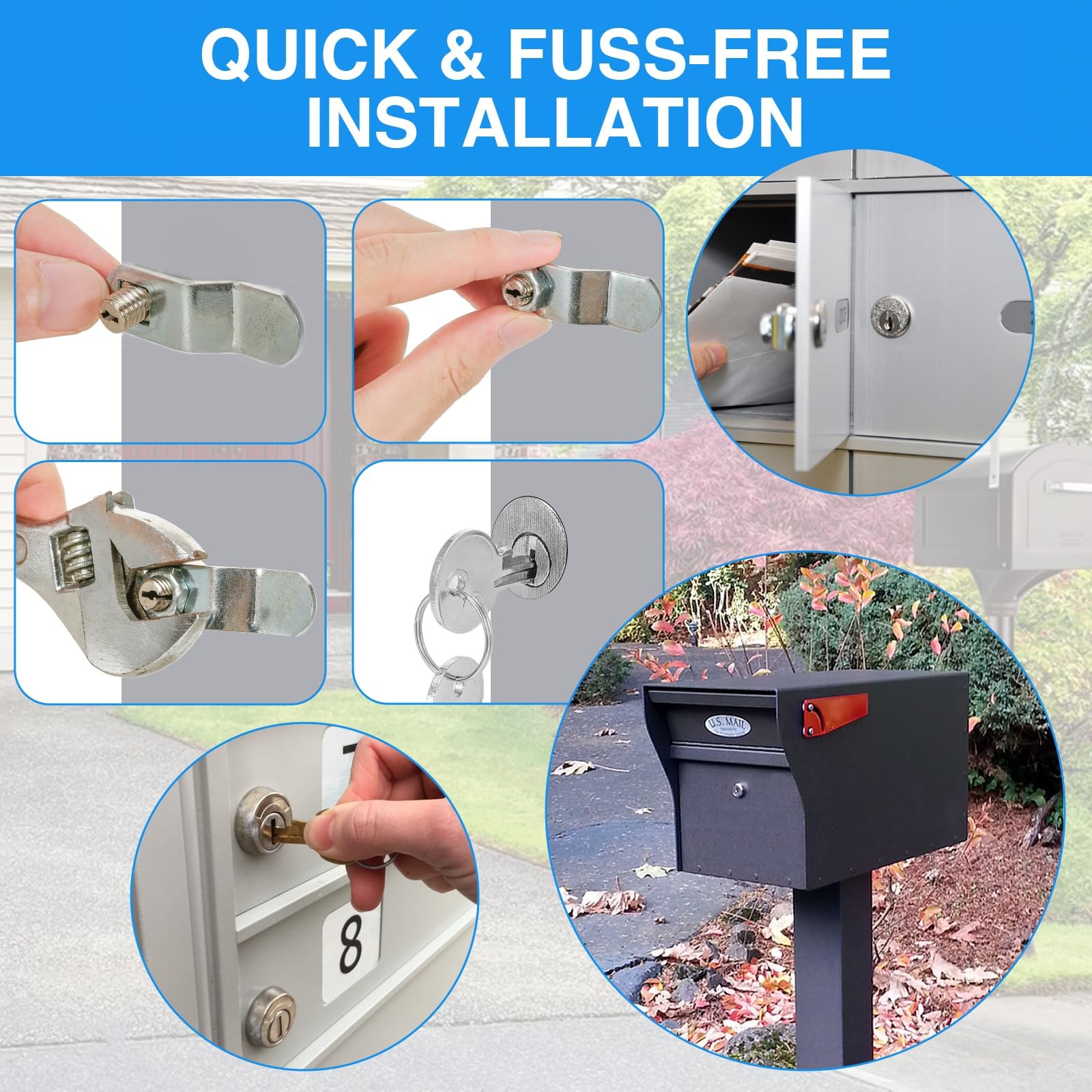 Mailbox Lock Replacement - Universal Mailbox Locks with 4 Keys - Easy to Inst...