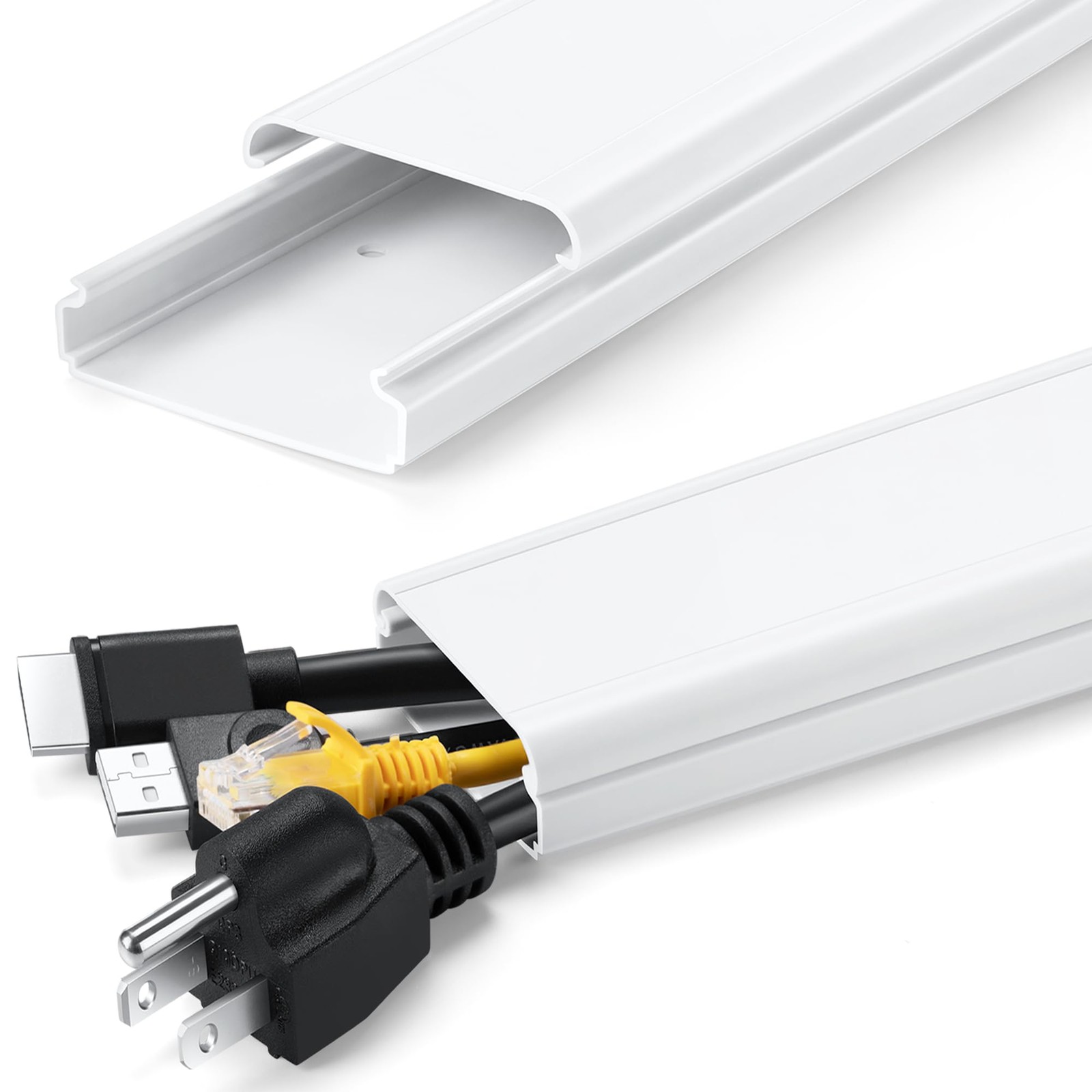 ZhiYo 34in TV Cord Hider for Wall Mounted TV, L34in x W2in x H0.7in, White