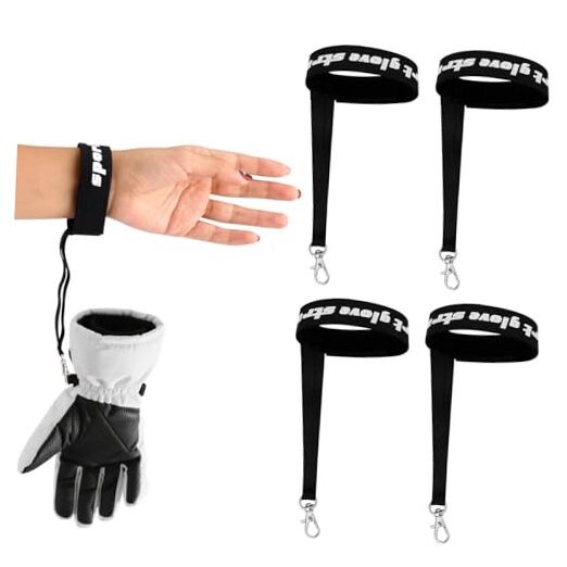4pcs Sport Glove Safety Straps, Elastic Ski Glove Wrist Leashes Handcuff with