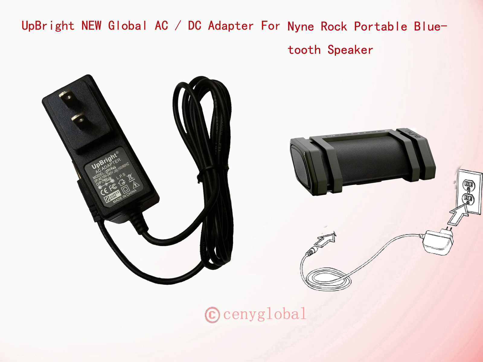 NEW AC Adapter For Nyne Rock Splashproof Portable Bluetooth Speaker Power Supply