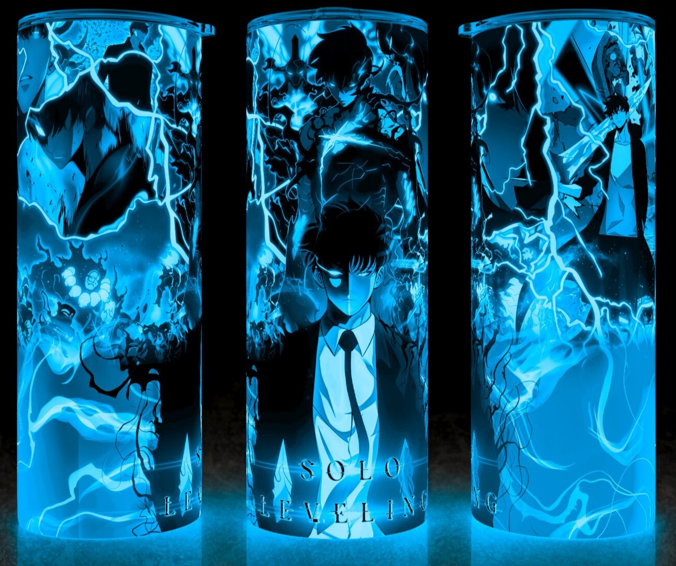 Glow in the Dark Solo Leveling Anime Sung Jin Woo Action Cup Mug Tumbler 20oz