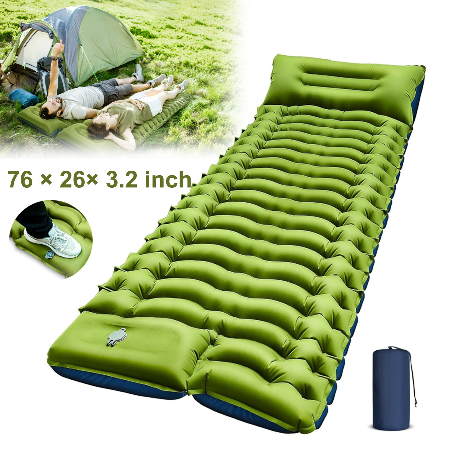 Camping Sleeping Pad Ultralight Camping Mat with Pillow for Hiking Backpacking