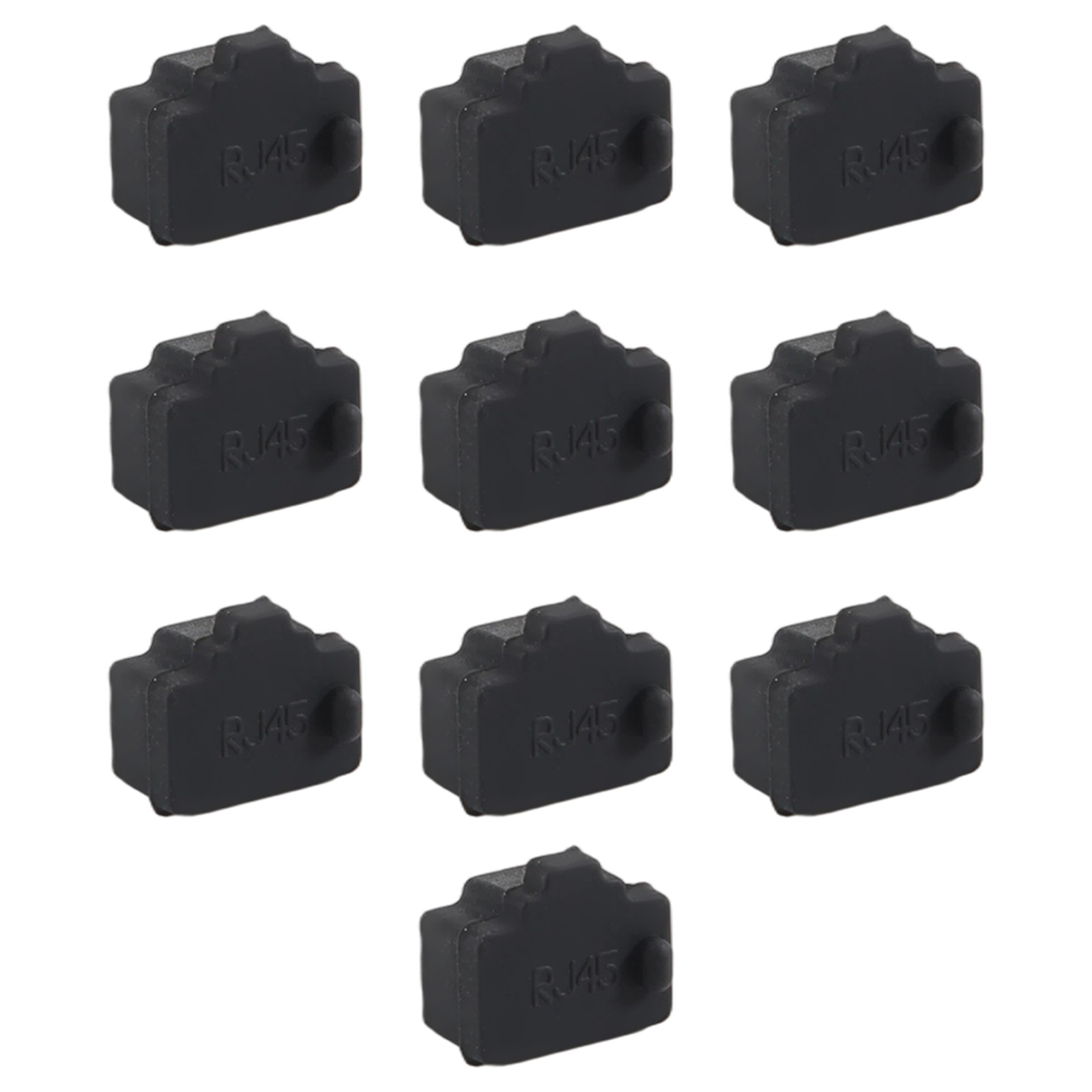 Ethernet Hub Port RJ45  Dust Cover  Protector Plug 10Pcs Black M5U92649