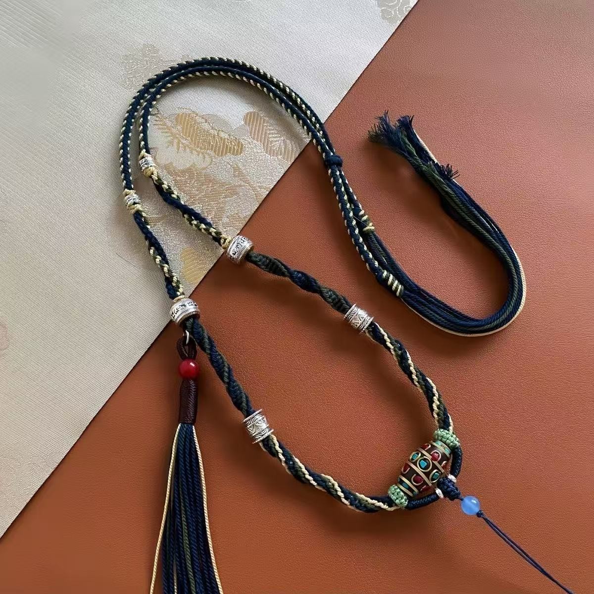 Tibetan Hand Woven Thangka Nepalese Hanging Rope Pendant