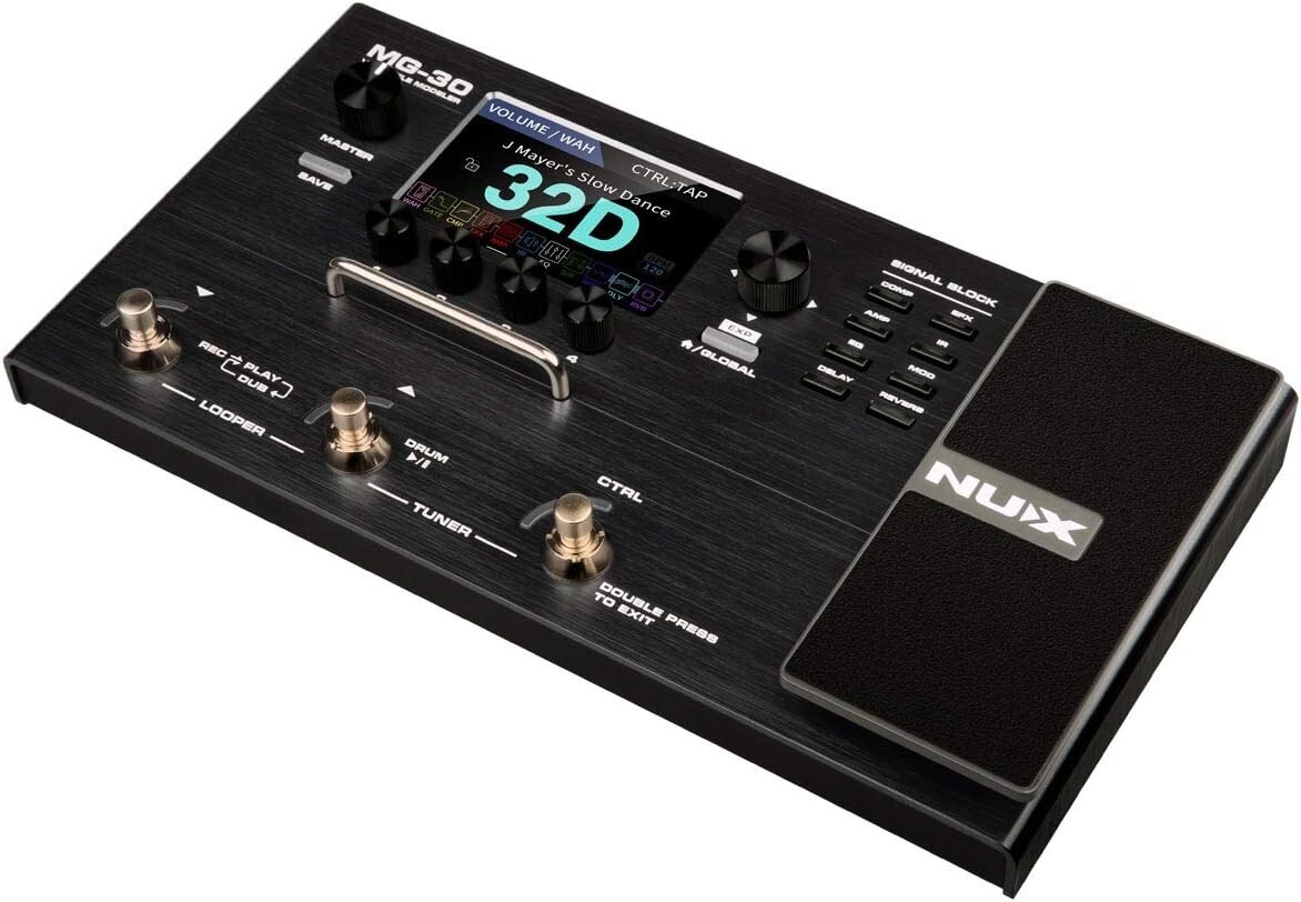 NUX MG-30 Versatile Modeler Multi Effects Guitar Processor Pedal Bundle W/cables