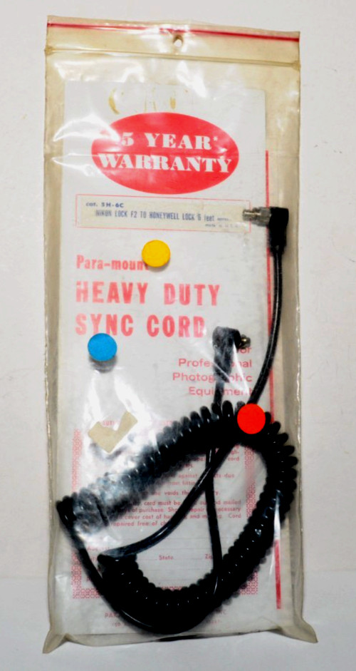 FLASH SYNCH CORD HEAVY DUTY - NIKON LOCK -F2 TO HONEYWELL LOCK- UNUSED