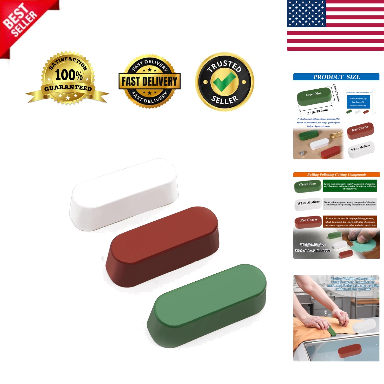 Metal Buffing Polishing Compound Kit,Buffing Wheel Compound Including White D...
